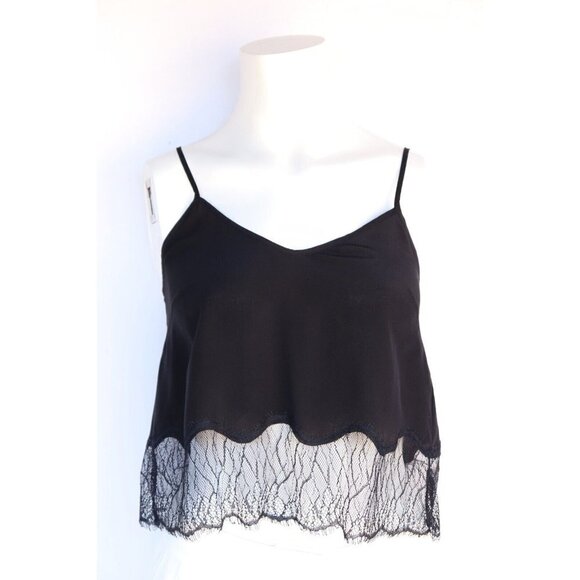 Wilfred Aritzia Women's Size XS Black Chimere Camisole Silk Lace Trim Tank Top - Picture 6 of 6